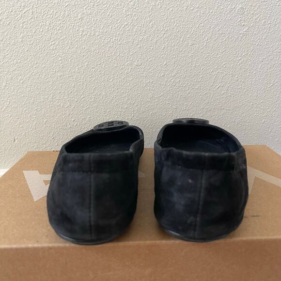 Tory Burch Black Minnie Suede Pave Medallion Flats (6) - Picture 6 of 9